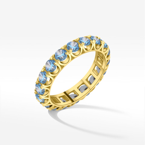 Pierścionek ze złota z niebieskimi cyrkoniami