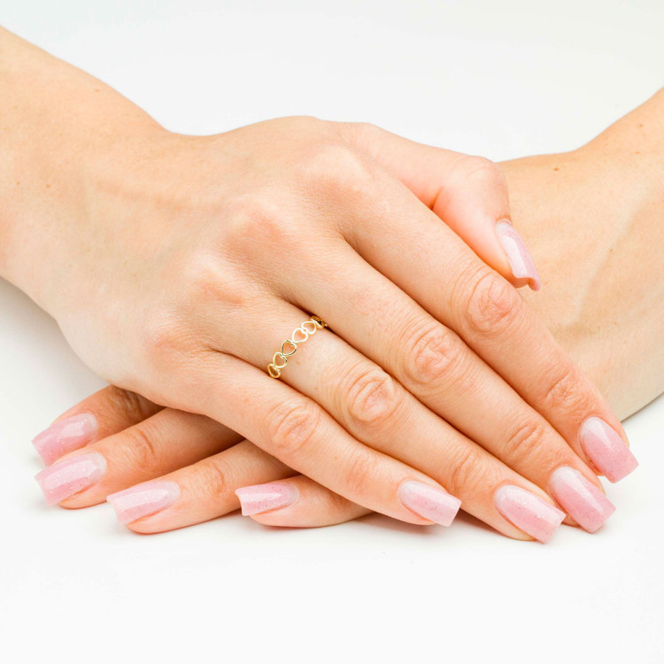 Pierścionek ze złota z sercami