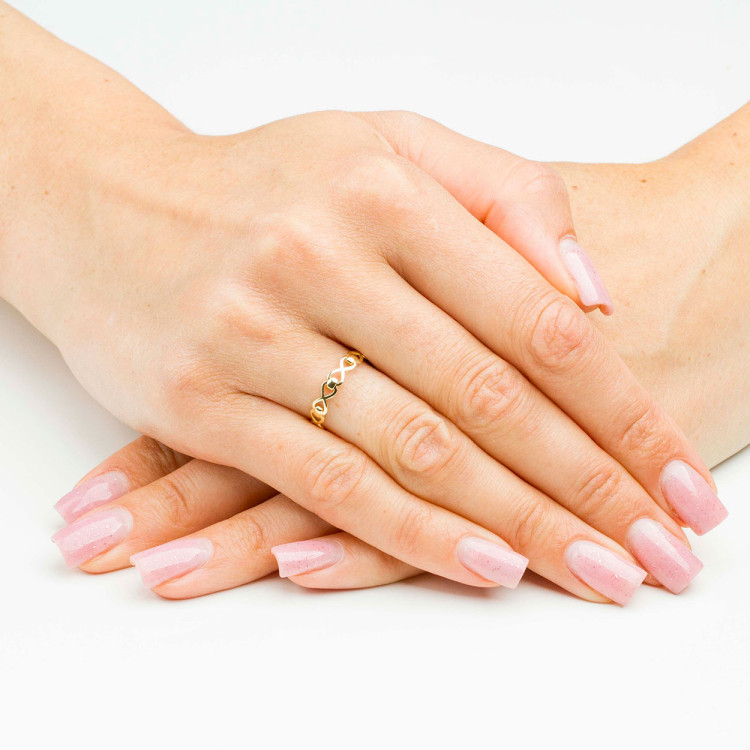 Pierścionek ze złota z nieskończonościami