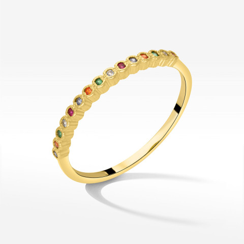 Pierścionek ze złota z kolorowymi cyrkoniami