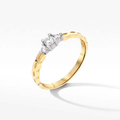 Pierścionek ze złota z białymi cyrkoniami