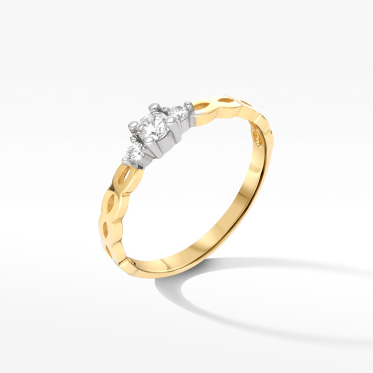 Pierścionek ze złota z białymi cyrkoniami