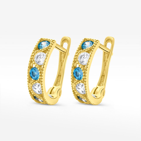 Kolczyki ze złota z niebieskimi i białymi cyrkoniami
