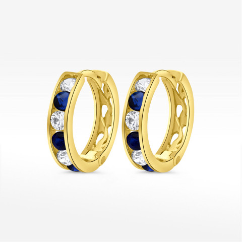 Kolczyki ze złota z niebieskimi i białymi cyrkoniami