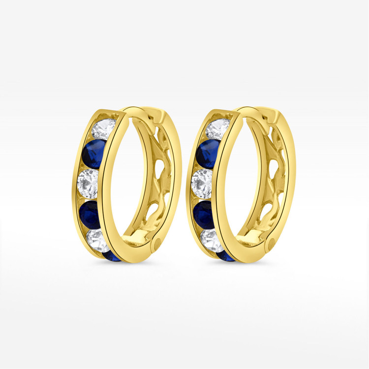 Kolczyki ze złota z niebieskimi i białymi cyrkoniami