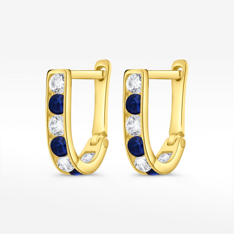 Kolczyki ze złota z niebieskimi i białymi cyrkoniami