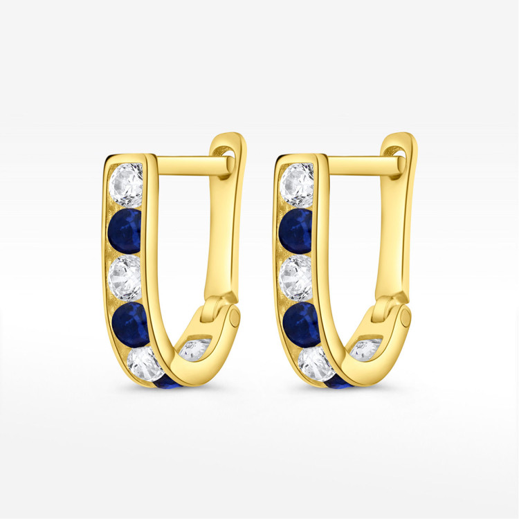 Kolczyki ze złota z niebieskimi i białymi cyrkoniami