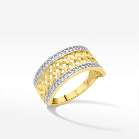 Pierścionek ze złota z białymi cyrkoniami