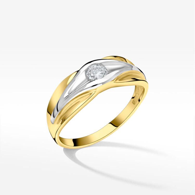 Pierścionek ze złota z białą cyrkonią