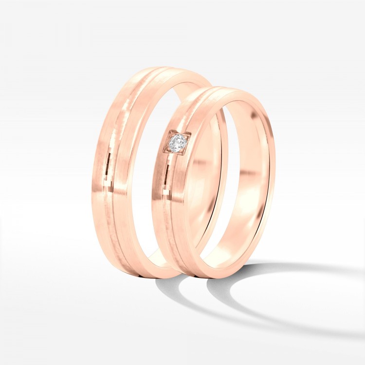 Obrączki ślubne z różowego złota 4mm półokrągłe