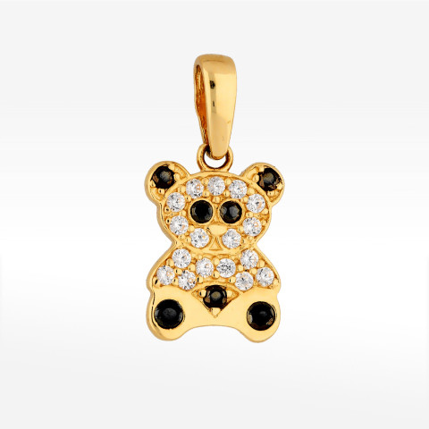 Zawieszka ze złota miś z białymi cyrkoniami