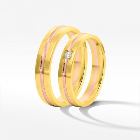 Obrączki ślubne z dwukolorowego złota 4mm półokrągłe