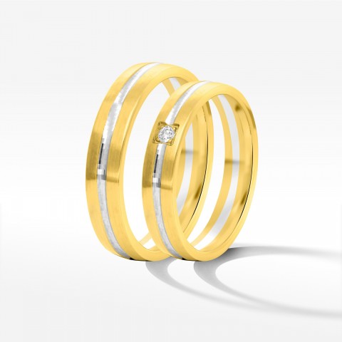 Obrączki ślubne z dwukolorowego złota 4mm półokrągłe