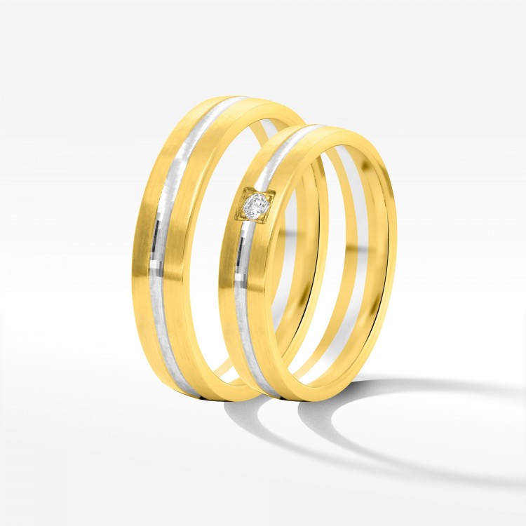 Obrączki ślubne z dwukolorowego złota 4mm półokrągłe